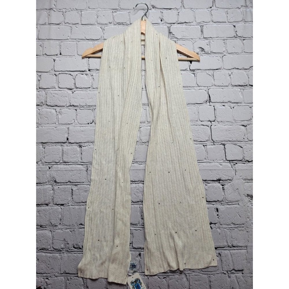 Portolano Wool Blend Ivory‎ Scarf Rhinestone Embellished Scarf